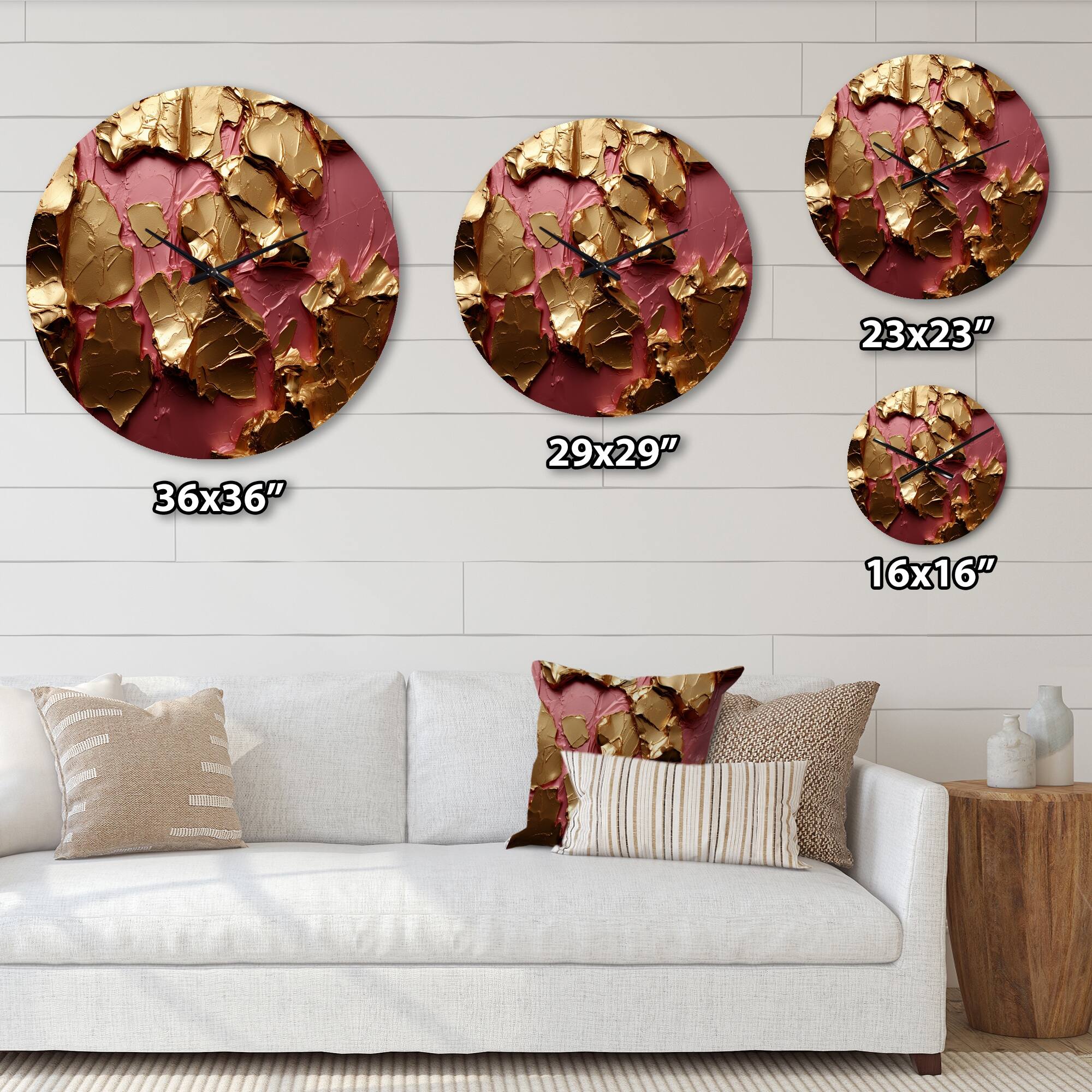 Designart " Submission of Significance Vintage Pink Gold II" Abstract Painting Oversized Wall